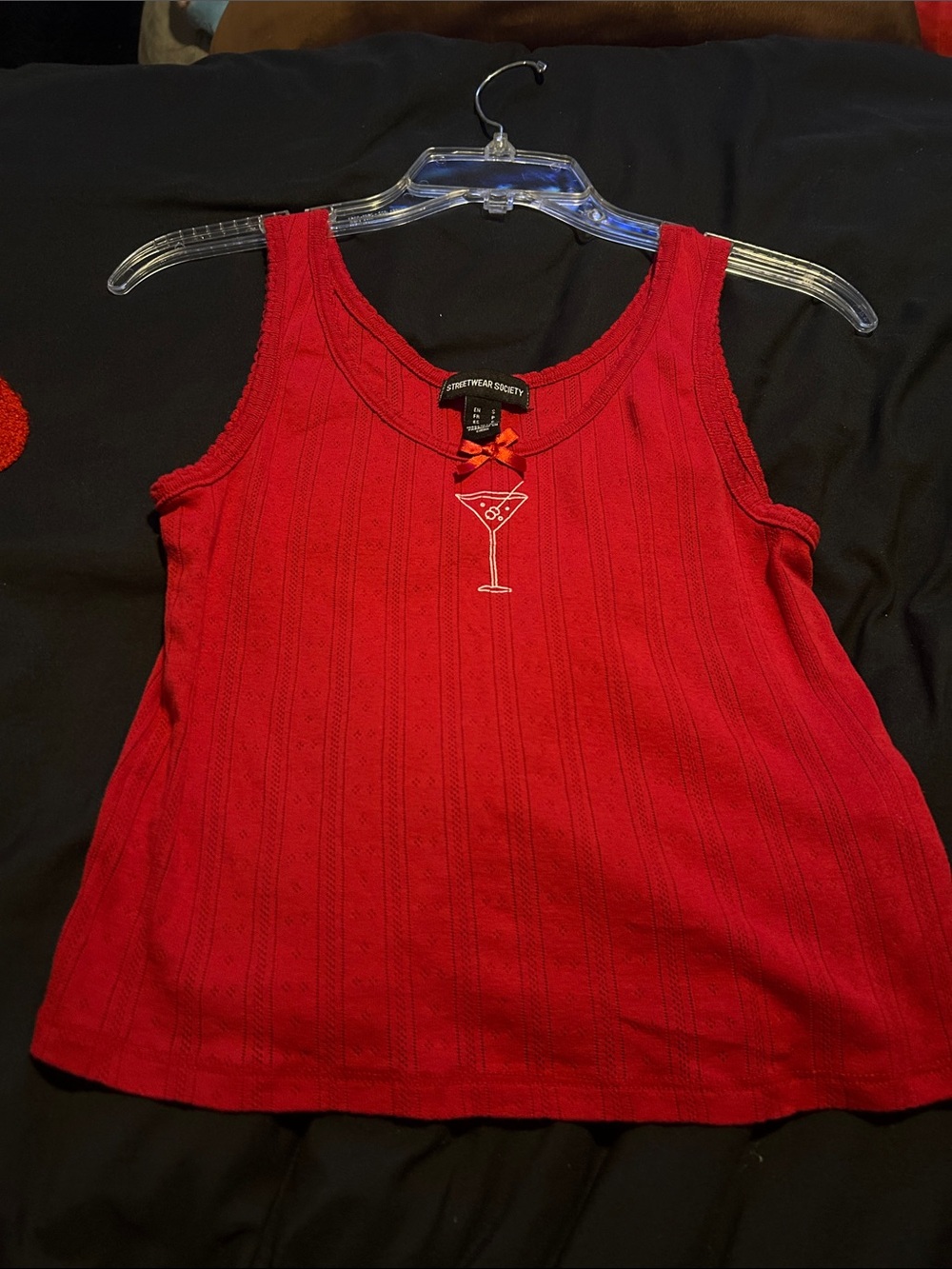 Streetwear Society Red Ribbed Tank with Martini Print